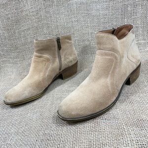 Lucky Brand Booties Zip Up Ankle Suede Beige Boots Women's Size 8.5 M